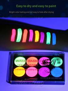 SHEIN Fluoreszierender wasserlöslicher Malfarbe Pigment für Fußball-Fans, Ölfarbe, Schulanfang, Schulmaterial
