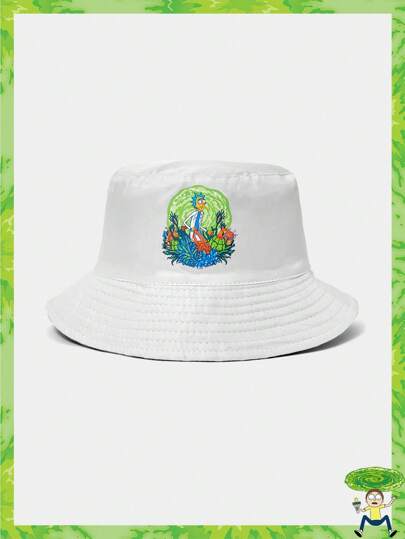 Rick and Morty X SHEIN Reversible Cartoon Figure Graphic White Bucket Hat