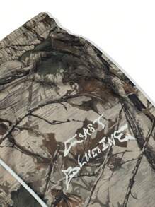 Manfinity EMRG 男士休闲街头树印花抽绳腰运动裤，适合狂欢