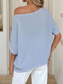 SHEIN LUNE Jersey de punto suelto y colorido para mujer - Azul - Ver 2