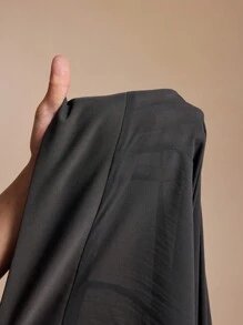 Barbara Mancini 深灰色透明雪纺高腰阔腿裤商务秋季基本款 - 深灰色 - 查看 7