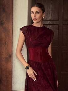 ZEYLAH 束腰拉链连衣裙 - 紅色 - 查看 4