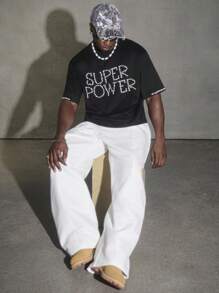 PAVTROS Manfinity Streetrush 男士街头风格短袖 T 恤，现代时尚和街头风格，简约时尚独特，适合日常街头穿着、休闲聚会、节日礼物、男女通用图案 T 恤、说唱歌手图案 T 恤、男友礼物、街头服饰万圣节派对