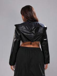 Whyspr Chaquetas informales de talla grande con estilo punk para mujeres - Negro - Ver 2
