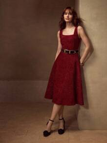 MOTF PREMIUM VÁY TWEED CÓ KHÓA KÉO - Màu Đỏ Sâu - Xem 6