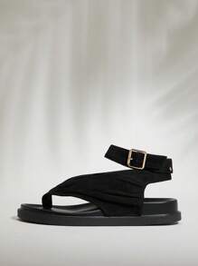 SHUZIA 女式踝带人字凉鞋 - 黑色 - 查看 5