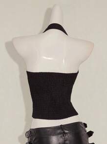 SHEIN ICON 女式夏季性感街头风格简约纯色系带露背背心秋季女装