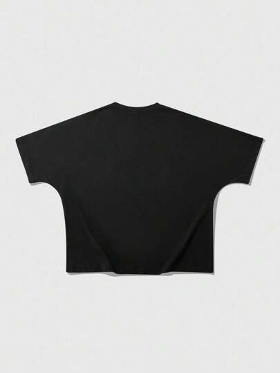 Street Life Street Style American Design Rhinestone Effect English Print Short Batwing Sleeve T-Shirt, Halloween