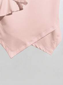 SHEIN Privé 女士 3D 玫瑰装饰圆领纯色 T 恤 - 淺粉色 - 查看 8