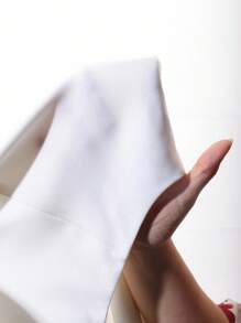 SHEIN EZwear 女士夏季休闲/工作服无袖纯色薄款西装外套 - 白色 - 查看 7