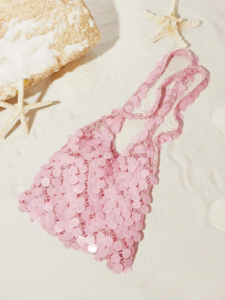 SHECARRY Women's Fashion Sequins Decorated Large Capacity Shoulder Bag For Travel