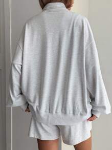 Livesso 2pcs/Set Women Loose Knit Cardigan And Shorts,Fall Women Clothes Lounge Sets For Women School - Grey - View 2