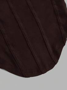 SHEIN EZwear 2pcs Women's Deep Brown And Light Apricot Cropped Tank Tops With Binding Design, Casual Fit For Summer Back To School