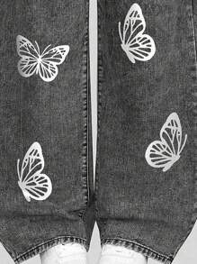 Sparklyn Teen Girl Clothes Teen Girl Casual Jeans, Sweet Butterfly Print Mid-Waist Washed Gray Wide Leg Loose Fit Denim Pants Baggy Jeans Teen Girls' Loose Fit Straight Leg Casual Jeans With Pockets Teen Girls Loose Fit Light Blue Wide Leg Jeans, Retro Baggy Style Teen Girls Loose Classic Casual Wide Leg Jeans Teenagers/Girls New Black & Gray Straight Leg All-Match Versatile Comfortable Wide Leg Jeans Fall Winter