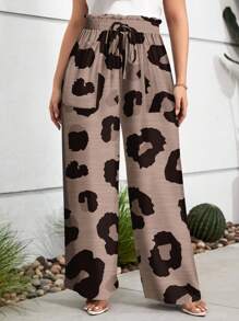 SHEIN LUNE 大码休闲豹纹裤，适合夏季度假