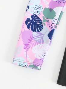 Conjunto de ropa de baño para niñas preadolescentes con parte superior tipo tank top de estampado tropical retazos y Bottom bikini, y bañador de manga larga, talla 8 a 9 años, conjunto de ropa para niñas pequeñas, conjunto de dos piezas para niñas, conjunto de ropa para niñas