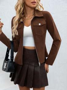 Women's Solid Color Minimalist Daily Wear Long Sleeve Fitted Jacket