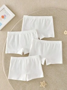 4pcs/Pack Boys' Solid White Simple Casual Breathable Cotton Briefs Underwear Cotton Underwear Kids Cotton Boxer Briefs Fall Winter - White - View 2