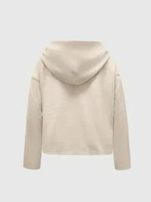 INAWLY Veste à capuche imprimée de slogan décontractée pour femmes, automne - Kaki - Voir 2