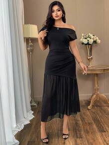 Elenzga Plus Size Women's Casual Dress For Party, Gathering, Street Wear, Chinese Style Vacation, St. Patrick's Day, Easter, Valentine's Day, Christmas, Thanksgiving. Loose, Comfortable, Versatile, Flattering, Spring Summer Outfit - Black - View 6