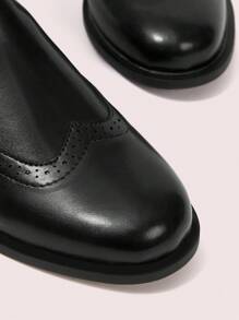 CUCCOO DOLLMOD 女士圆头平底时尚英伦风松紧带靴，黑色正装靴厚底女式踝靴短靴 - 黑色 - 查看 7