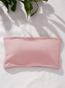 SHEIN Bralette & Wirefree Bra Set (Seamless With Padded InnerTop) - Strapless Bra With Transparent Straps, Pink - Baby Pink - View 7