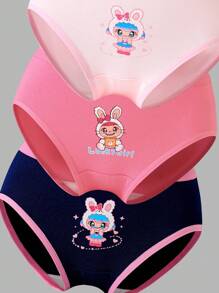 6 件套少女可爱心形格子印花内裤，100% 纯棉连帽内衣，/青春期前 V 返校时尚 - 彩色 - 查看 5