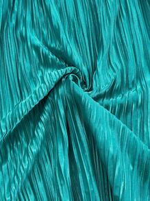 Soleia 女式孔雀蓝编织褶皱纹理喇叭形 A 字形系带前挂脖迷你连衣裙，带蝴蝶结，飘逸性感，夏季、毕业典礼、婚礼 - 水鴨藍 - 查看 6