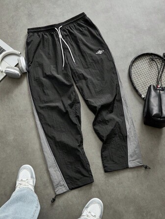 Sport MetroGents 男士字母印花抽绳腰部撞色运动裤秋季透气