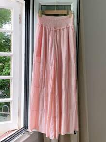 Comfortcana Women's Solid Color High Waist Gathered Pleated Wide Leg Loose Pants, Fall Women Clothes - Pink - View 2