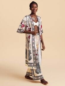 Travachic 女士热带印花罩衫两件套家居服套装 - 彩色 - 查看 3