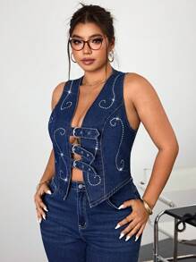 SHEIN ICON New Design Denim Jacket, Summer - Blue - View 4