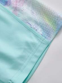 JNSQ Pantalones capri de yoga con estampado de teñido anudado para niñas preadolescentes, vuelta al colegio. Pantalones capri de yoga ajustados con cintura elástica y bloques de color para niños, aptos para principios de otoño. Se pueden combinar con sudaderas de manga larga para uso diario, actividades al aire libre, vacaciones, ropa urbana, fiestas y ocasiones casuales. - Azul - Ver 8