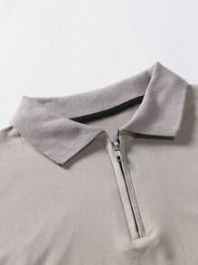 Manfinity Homme Men Quarter Zipper Polo Shirt - Mocha Brown - View 6