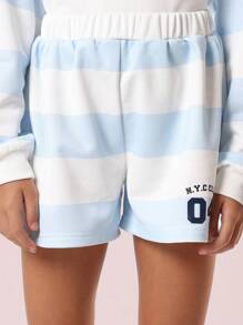 SUMWON Tuta a righe da club di New York, set estivo con polo, moda estiva da college, per vacanze al mare, sportivo, casual, primavera