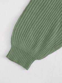 Cloudara Solid Button Front Bishop Sleeve Cardigan - Mint Green - View 5