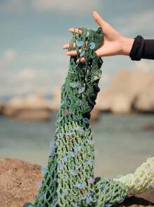 Anewsta 女士夏季度假海滩渐变色渔网亮片鱼尾下摆罩衫 - 彩色 - 查看 7