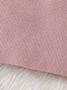 SHEIN Vintaside Kids 女婴毛衣裙，圣诞主题针织套头裙，秋冬季舒适温暖，二合一斗篷款式，荷叶边领子，花卉钩针装饰，时尚优雅，适合日常穿着、外出和旅行