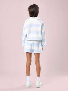 SUMWON Tuta a righe da club di New York, set estivo con polo, moda estiva da college, per vacanze al mare, sportivo, casual, primavera