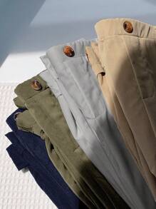 SHEIN Quần dài rộng rãi thoải mái phong cách học viện thường ngày LMoss Kids 4 món/bộ cho bé trai mùa thu, màu trơn, thiết kế nút và túi, rộng rãi, thoải mái, đa năng cho các hoạt động ngoài trời, kỳ nghỉ, tiệc tùng, trường học, mặc ở nhà, thích hợp cho mùa xuân và mùa hè - Nhiều màu - Xem 5