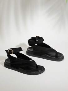 SHUZIA 女式踝带人字凉鞋 - 黑色 - 查看 7