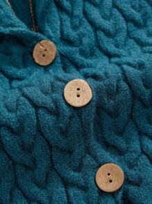 ROMWE Hippie 嬉皮士后眼太阳刺绣扭纹针织女式毛衣背心 - 墨綠色 - 查看 3