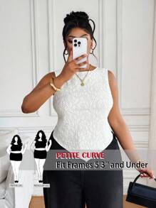 SHEIN PETITE CURVE Damen Creme-farbiges Camisole Top mit doppelter Spitzenlage in Große Größen, minimalistisch & modisch, geeignet für den Sommer - Beige - Übersicht 1
