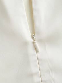 SHEIN MOD 大码女式优雅杏色 V 领高腰连衣裙、白色连衣裙、婚礼宾客礼服、毕业礼服、庆典礼服、音乐会礼服、早午餐礼服、波西米亚风 - 白色 - 查看 6