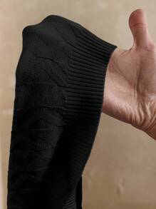 Manfinity Homme 休闲宽松简约拼色短袖男士针织毛衣 - 黑色 - 查看 7