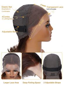 Chocolate Brown #3 13x4 Transparent Lace Front Bob Wig Human Hair 180% Density Short Pre Plucked Natural Hairline Install For Women - 9AM Hair Sport Vacation Travel Festival Prom Outdoor Cosplay Campus School Beach Wedding Camping Holiday Outfits Summer Outfits Vacay Vibes Charm Elegant Casual Y2k Fashion Styles Ss25 Breathable Cap Heat - S3 - View 6