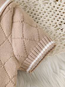 Souflis Souflis 男宝宝毛衣短袖连体衣 有领休闲纯色优雅英伦风时尚可爱适合日常外出秋冬保暖蓝色休闲潮流百搭适合秋冬室内外度假场景 - 卡其色 - 查看 5