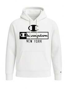 Champion Men's Casual Versatile Minimalist Pocket Drawstring Hoodie - White - View 4
