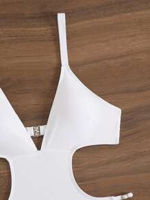 Swim SXY Nuovo costume da bagno intero sexy con scollo a V profondo, taglio alto e schiena scoperta, adatto per l'estate - Bianco - Visualizzare 4