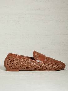 SHUZIA Fashionable & Versatile Crochet Raffia Loafers, Casual Ladies Flat Shoes - Maroon - View 7